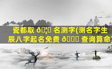 瓷都取 🦁 名测字(测名字生辰八字起名免费 🍀 查询算命)